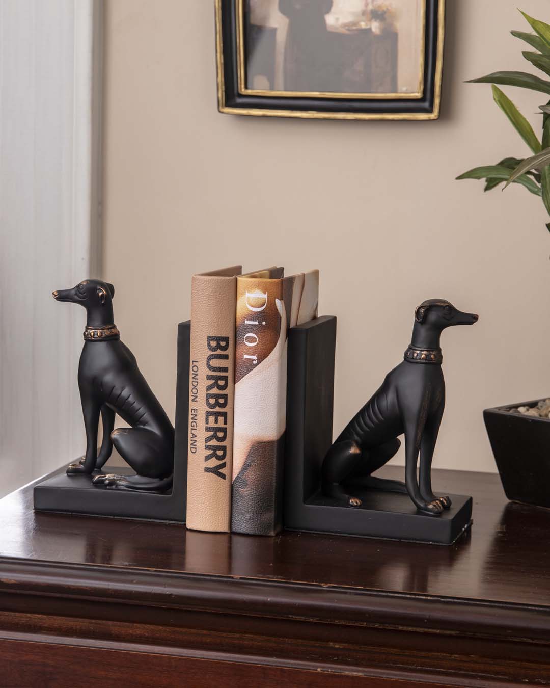 Wachhund Buchstützen Set - Schwarz