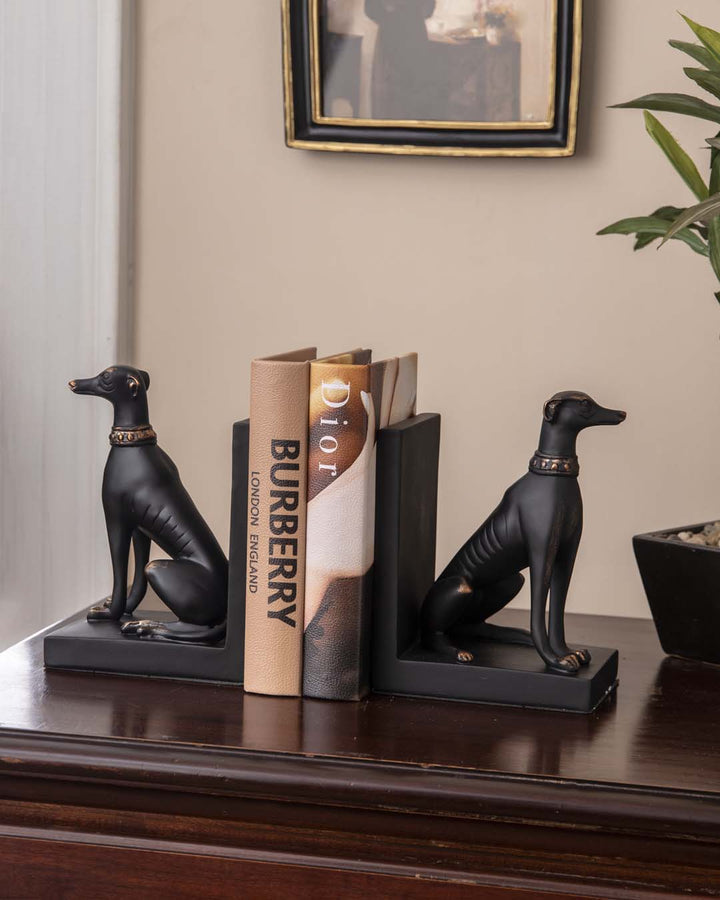 Wachhund Buchstützen Set - Schwarz