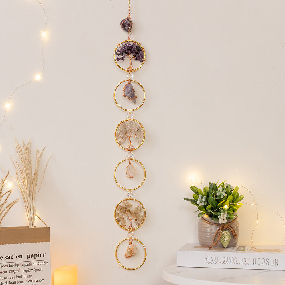 Kristall Lebensbaum 6 Ringe Wanddeko Ornament