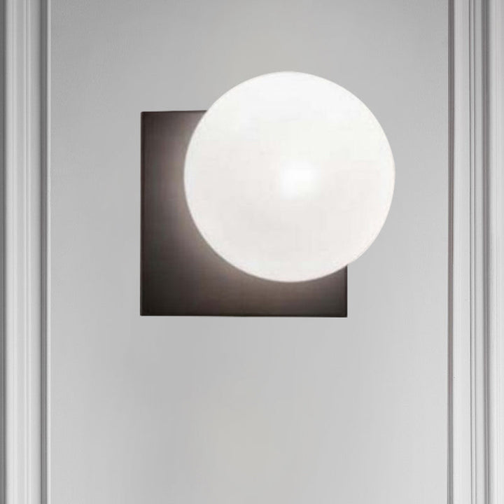 Moderne 1-Licht-Wandleuchte mit weißem Glasschirm Schwarze Kugel Wandleuchte