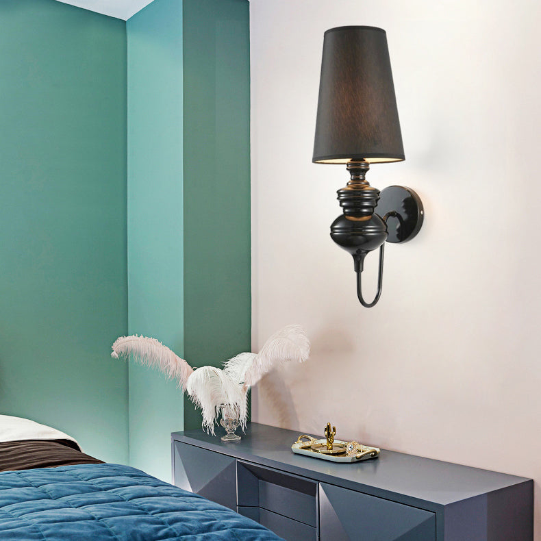 Z tapered Wand sconce Beleuchtung Zeitgenössischer Stoff Weiß/Schwarz/Silber LED Sconce Licht, 6"/8"/10" Durchmesser
