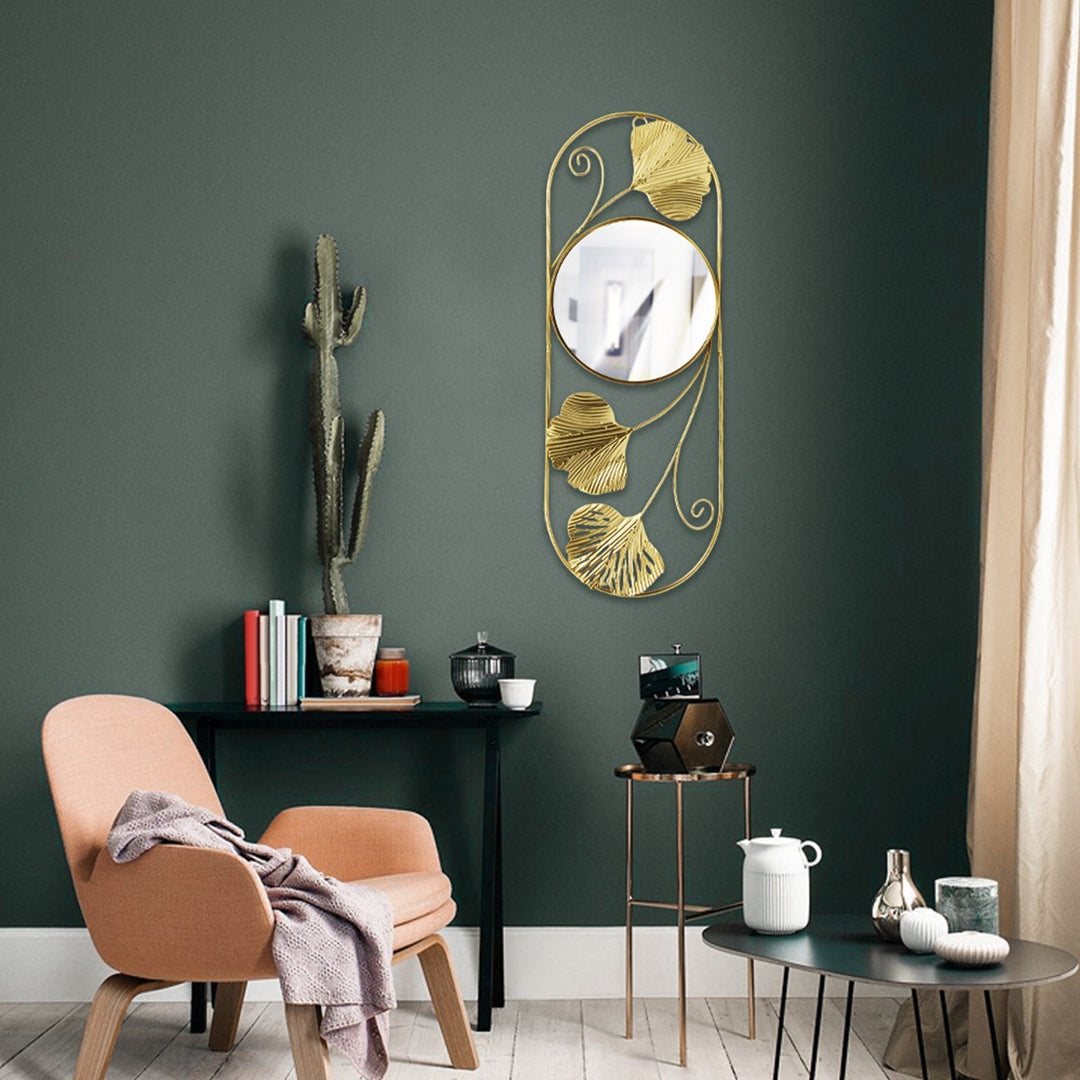 Eleganter Metall Ginkgo Blatt Wandspiegel
