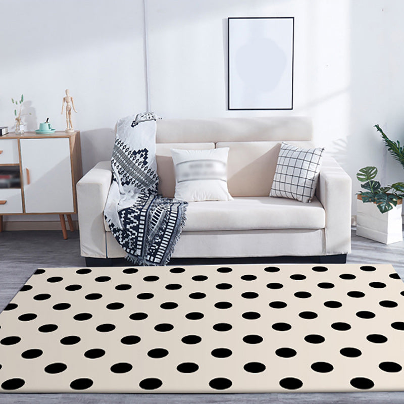 Moderner Wohnzimmerteppich im elfenbeinfarbenen Polka-Dot-Muster Teppich Polyester maschinenwaschbar haustierfreundlicher Teppichbereich