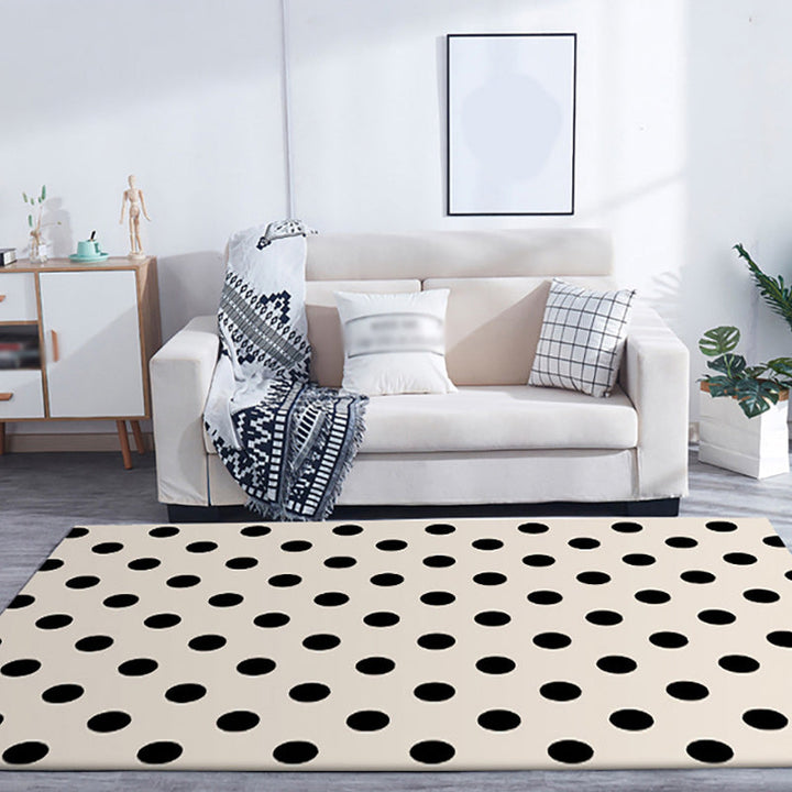 Moderner Wohnzimmerteppich im elfenbeinfarbenen Polka-Dot-Muster Teppich Polyester maschinenwaschbar haustierfreundlicher Teppichbereich