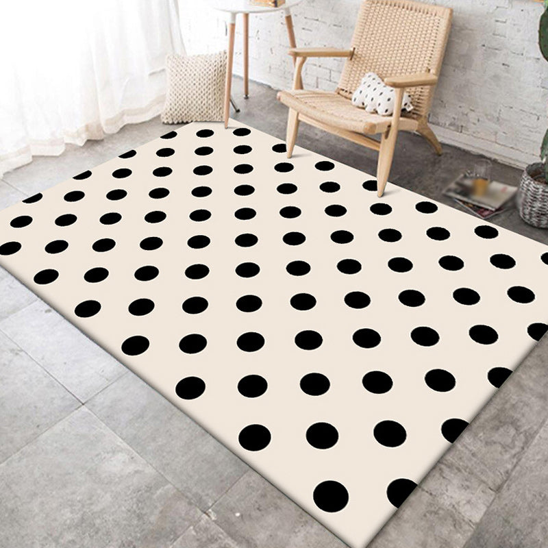 Moderner Wohnzimmerteppich im elfenbeinfarbenen Polka-Dot-Muster Teppich Polyester maschinenwaschbar haustierfreundlicher Teppichbereich