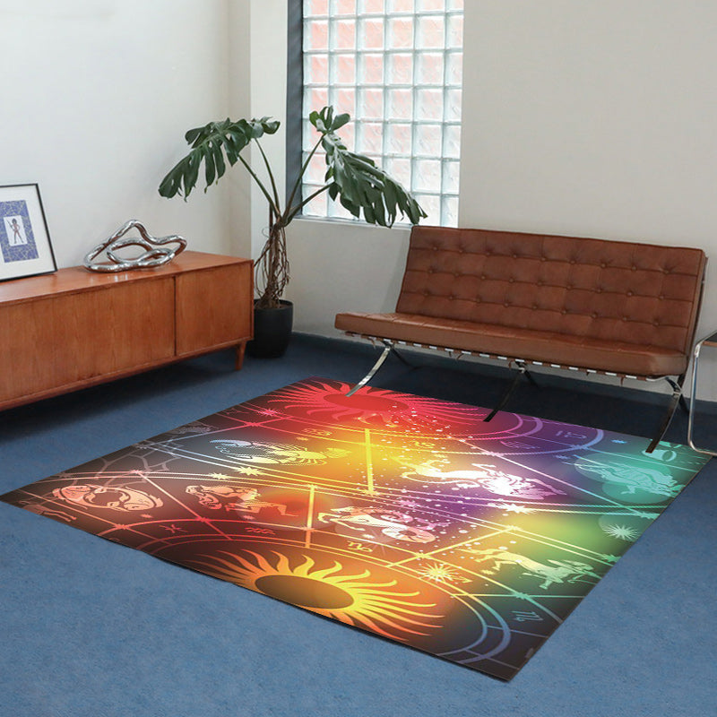 Moderner Wohnzimmerteppich Bunter Raum Sonnenkonstellation Druck Teppich Polyester Waschbarer Teppich