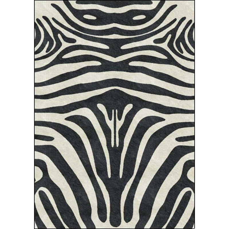 Zeitgenössischer Zebra-Streifen-Teppich Schwarz und Weiß Polyester-Teppich Maschinenwaschbar Rutschfester Teppich für das Schlafzimmer