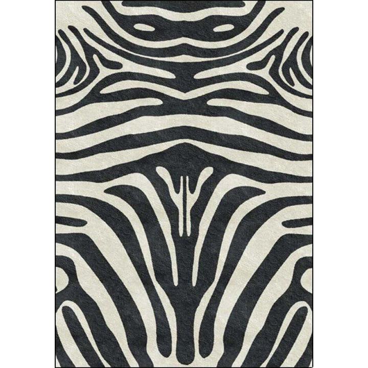 Zeitgenössischer Zebra-Streifen-Teppich Schwarz und Weiß Polyester-Teppich Maschinenwaschbar Rutschfester Teppich für das Schlafzimmer