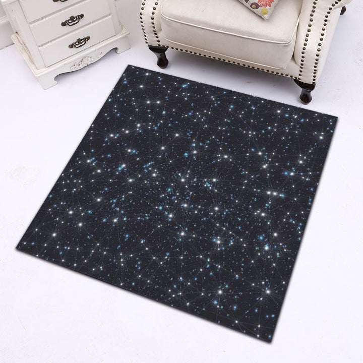 Blauer Schlafzimmerteppich Moderner Raum Sterne Muster Teppich Polyester Maschinenwaschbarer Teppich