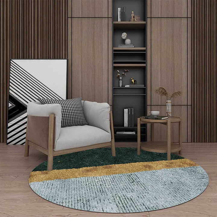 Grün und goldene Neuheitsmatte Polyester-Farbblockmatte waschbar rutschfeste Unterlage Teppich für das Wohnzimmer