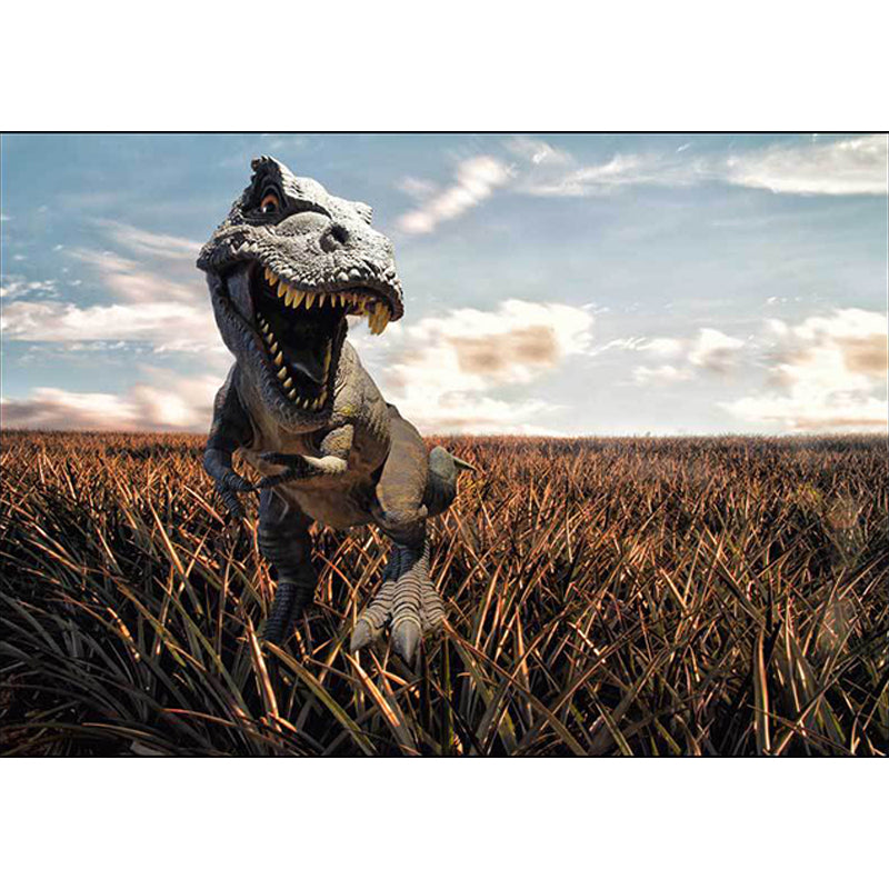 Funky Dinosaur Muster Teppich Braun und Blau Nordic Teppich Polyester Waschbar Rutschfeste Rückseite Teppich für das Wohnzimmer