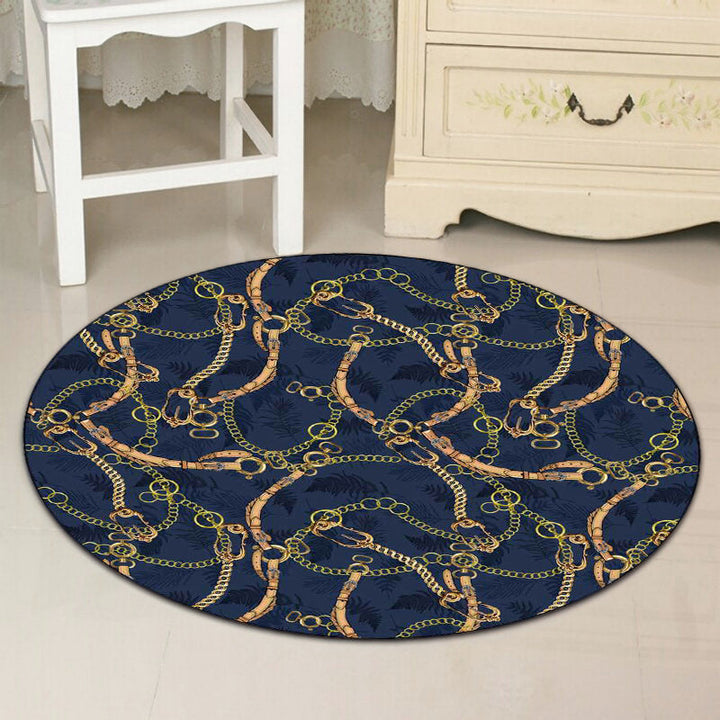 Zeitgenössischer Moderner Teppich im blauen Gürtelkettendesign Teppich Polyester Waschbarer Teppich zur Wohnkultur