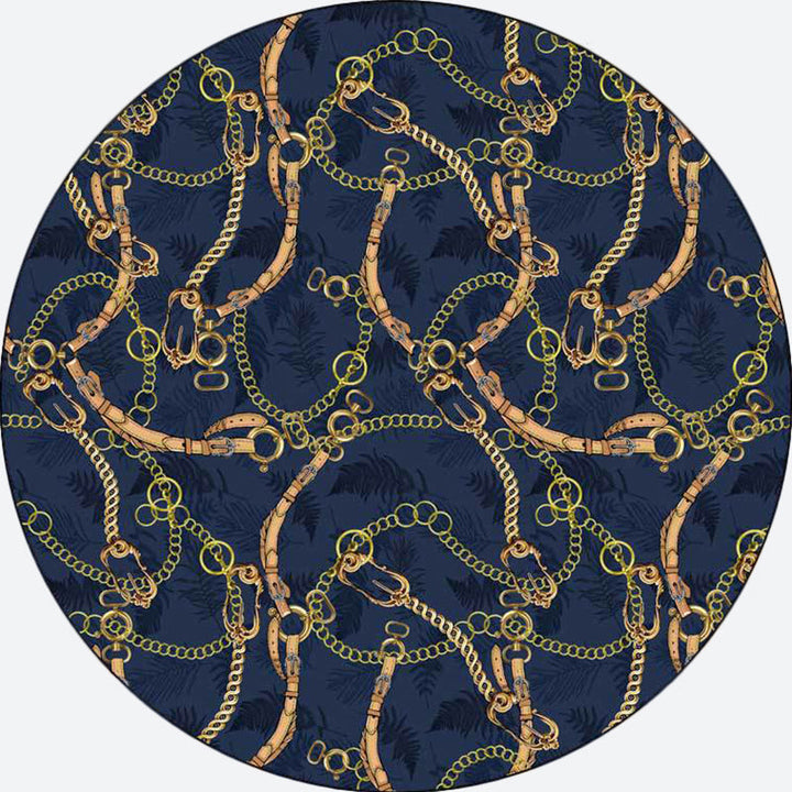 Zeitgenössischer Moderner Teppich im blauen Gürtelkettendesign Teppich Polyester Waschbarer Teppich zur Wohnkultur