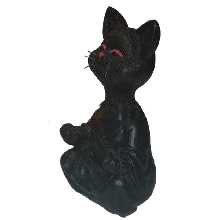 Verspielt Schwarze Buddha Katze Figur Meditation Yoga Sammlerstück Glückliche Katze Dekor Zuhause Garten Dekoration Garten Ornament