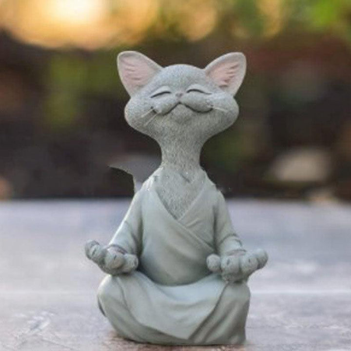 Verspielt Schwarze Buddha Katze Figur Meditation Yoga Sammlerstück Glückliche Katze Dekor Zuhause Garten Dekoration Garten Ornament