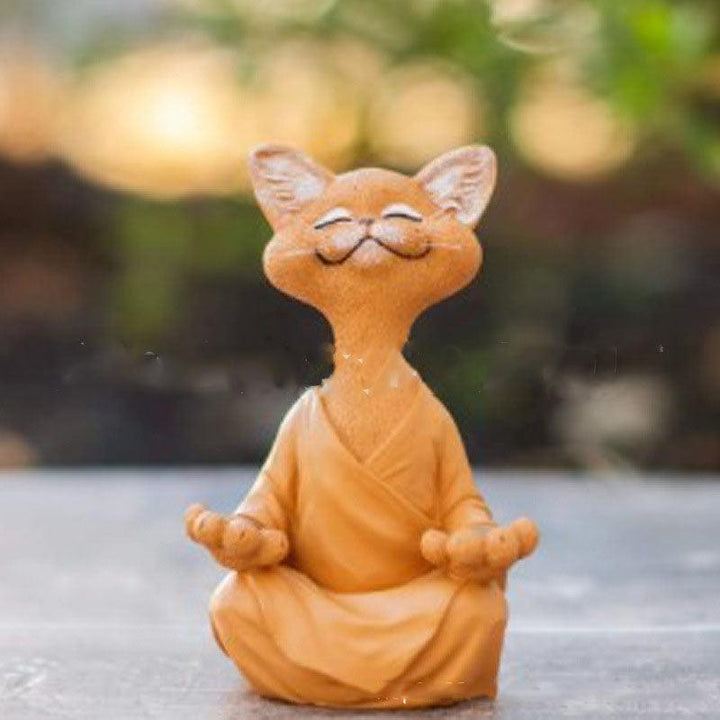 Verspielt Schwarze Buddha Katze Figur Meditation Yoga Sammlerstück Glückliche Katze Dekor Zuhause Garten Dekoration Garten Ornament