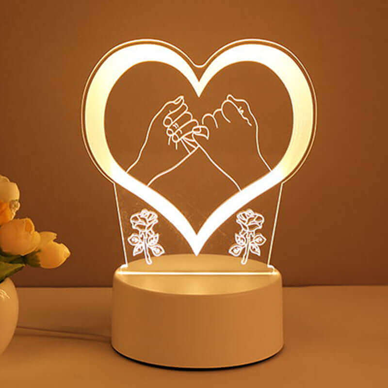3D Lampe Acryl USB LED Nachtlichter Neonzeichenlampe Weihnachts-Hausdekorationen für Raumschmuck Valentinstagsgeschenke