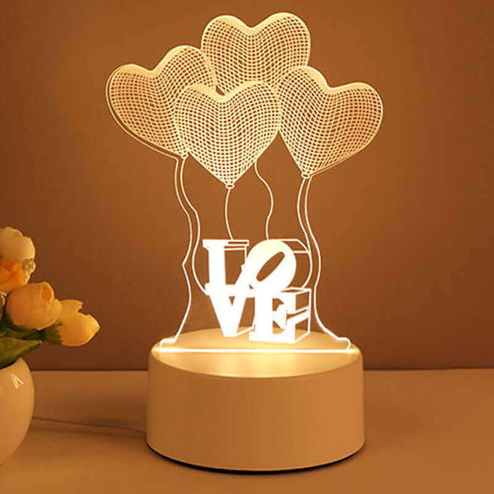 3D Lampe Acryl USB LED Nachtlichter Neonzeichenlampe Weihnachts-Hausdekorationen für Raumschmuck Valentinstagsgeschenke