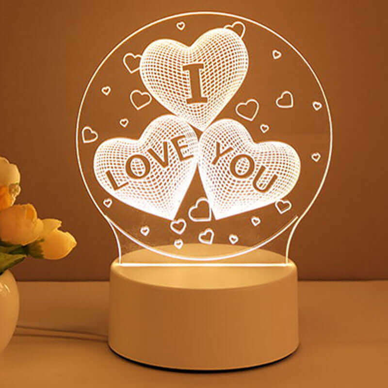 3D Lampe Acryl USB LED Nachtlichter Neonzeichenlampe Weihnachts-Hausdekorationen für Raumschmuck Valentinstagsgeschenke