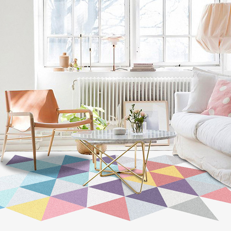 Moderner Wohnzimmerteppich in weißem geometrischem Dreiecksmuster Teppich Polyester rutschfester waschbarer Teppich