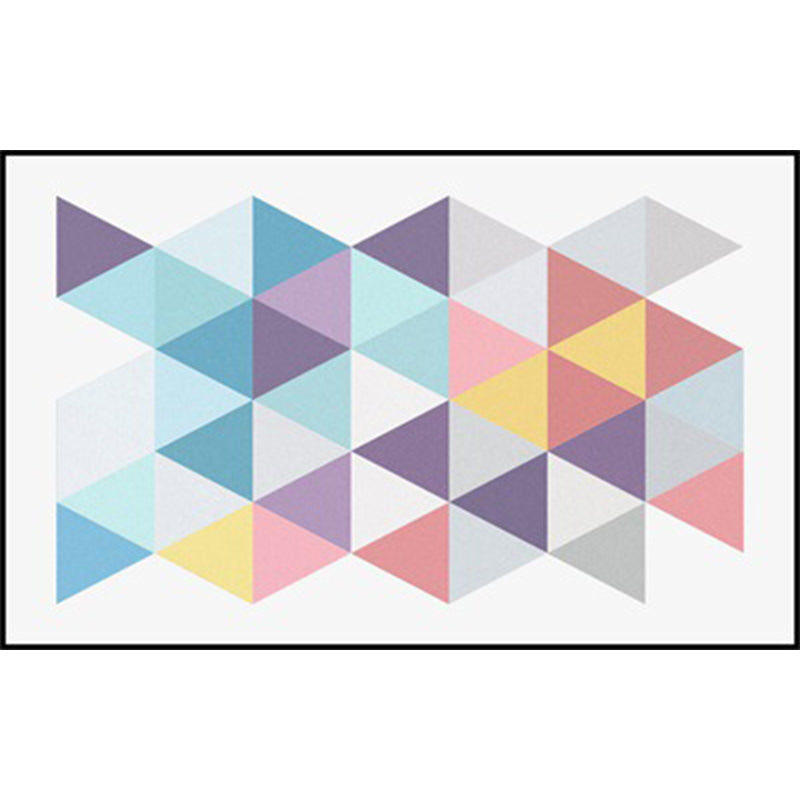 Moderner Wohnzimmerteppich in weißem geometrischem Dreiecksmuster Teppich Polyester rutschfester waschbarer Teppich