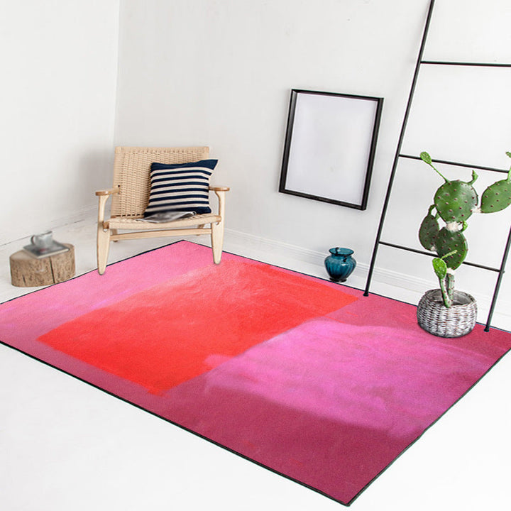Rot und gelb Schlafzimmerteppich Modernes abstraktes Malmuster Teppich Polyester waschbarer fleckenresistenter Teppich