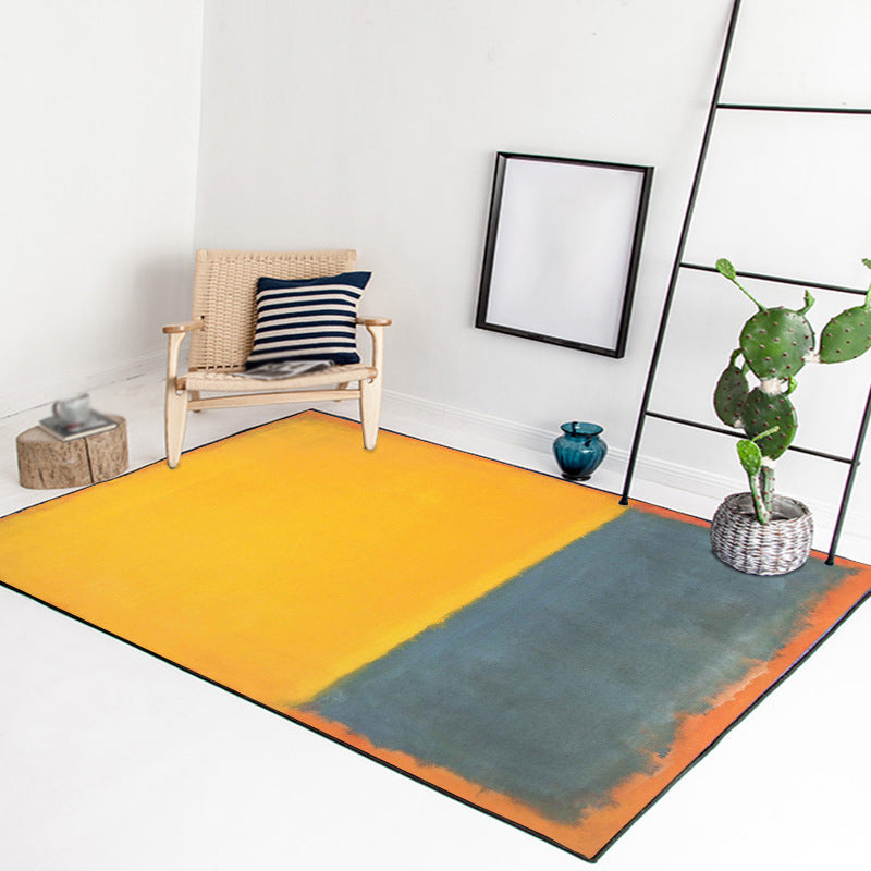 Rot und gelb Schlafzimmerteppich Modernes abstraktes Malmuster Teppich Polyester waschbarer fleckenresistenter Teppich
