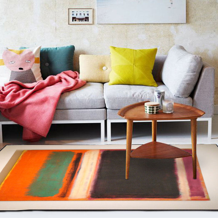 Rot und gelb Schlafzimmerteppich Modernes abstraktes Malmuster Teppich Polyester waschbarer fleckenresistenter Teppich
