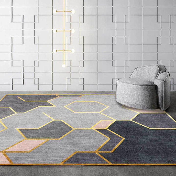 Grau Neuheit Teppich Polyester geometrisches Muster Teppich waschbar rutschfeste Rückseite Teppich für Wohnzimmer