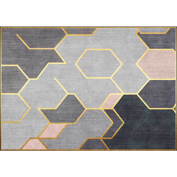 Grau Neuheit Teppich Polyester geometrisches Muster Teppich waschbar rutschfeste Rückseite Teppich für Wohnzimmer