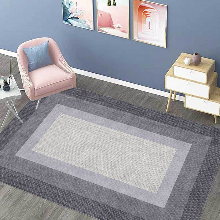 Stilvolles gewebtes Holzmaserungsdesign Teppich Grau Moderner Teppich Polyester Waschbar Rutschfeste Rückseite Teppich für Schlafzimmer