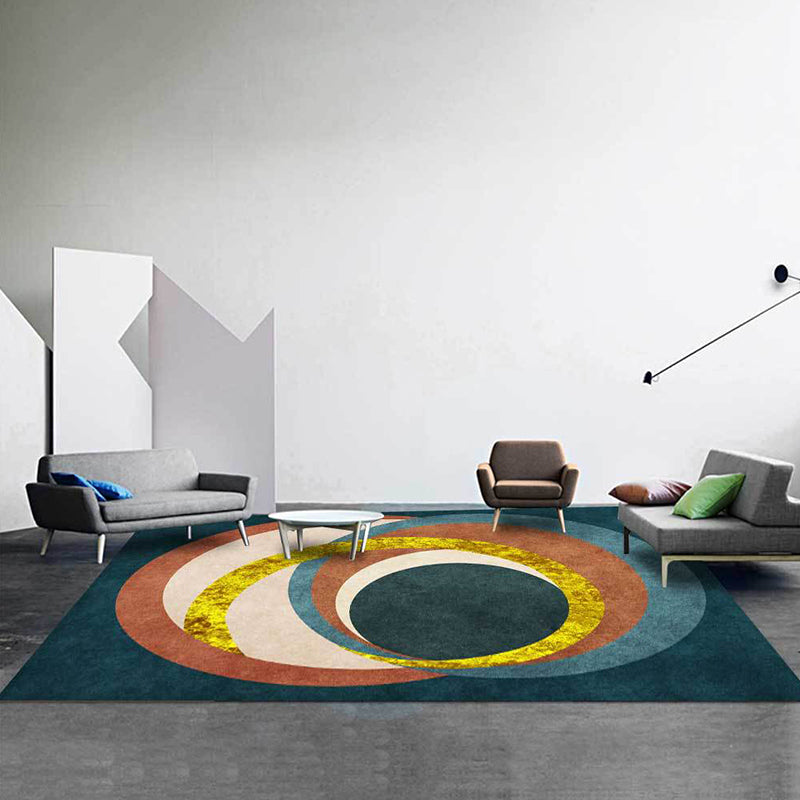 Einzigartiger Farbblockteppich Grün Mehrfarbig Nordic Teppich Polyester Waschbar Rutschfeste Unterseite Wohnzimmer Teppich
