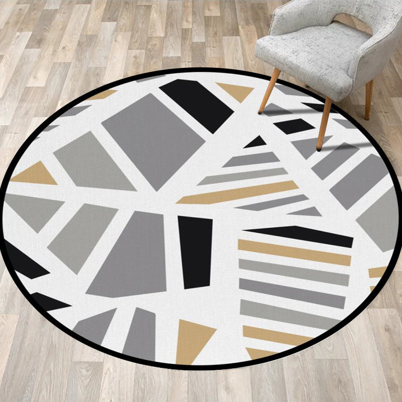 Einfacher moderner Teppich im grauen geometrischen Muster Teppich Polyester haustierfreundlicher Teppich für die Wohnkultur