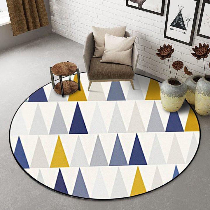 Elfenbein Schlafzimmer Teppich Moderner Geometrischer Dreiecks-Muster Teppich Polyester Rutschfeste Rückseite Teppich