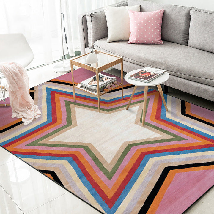 Lässiger moderner Teppich im rosa geometrischen Sternmuster Teppich Polyester haustierfreundlicher Teppich für Wohnungsdekoration