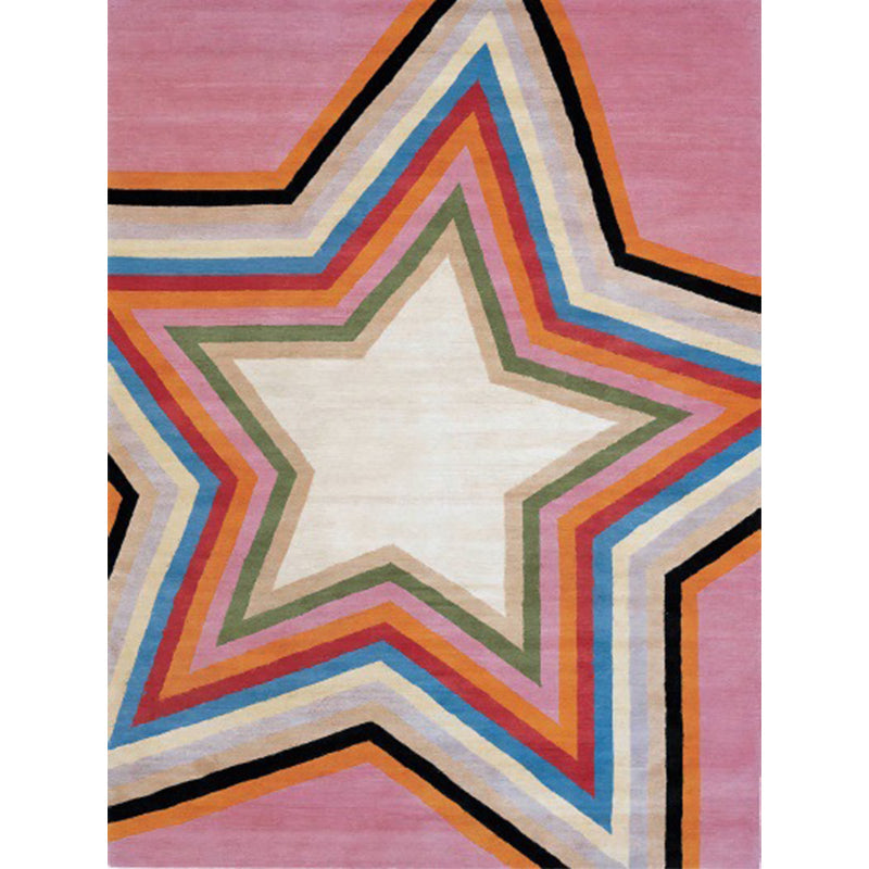 Lässiger moderner Teppich im rosa geometrischen Sternmuster Teppich Polyester haustierfreundlicher Teppich für Wohnungsdekoration