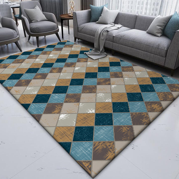 Bunter Schlafzimmer Teppich Moderner Geometrischer Diamant Muster Bereich Teppich Polyester Fleckenresistenter Teppich