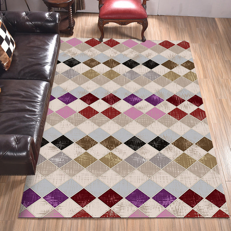 Bunter Schlafzimmer Teppich Moderner Geometrischer Diamant Muster Bereich Teppich Polyester Fleckenresistenter Teppich
