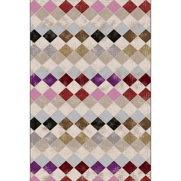 Bunter Schlafzimmer Teppich Moderner Geometrischer Diamant Muster Bereich Teppich Polyester Fleckenresistenter Teppich