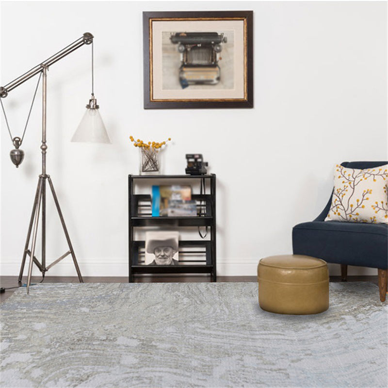 Grau Schlafzimmer Teppich Modern Abstrakt Zementmuster Bereichsteppich Polyester Waschbar Fleckenbeständiger Teppich