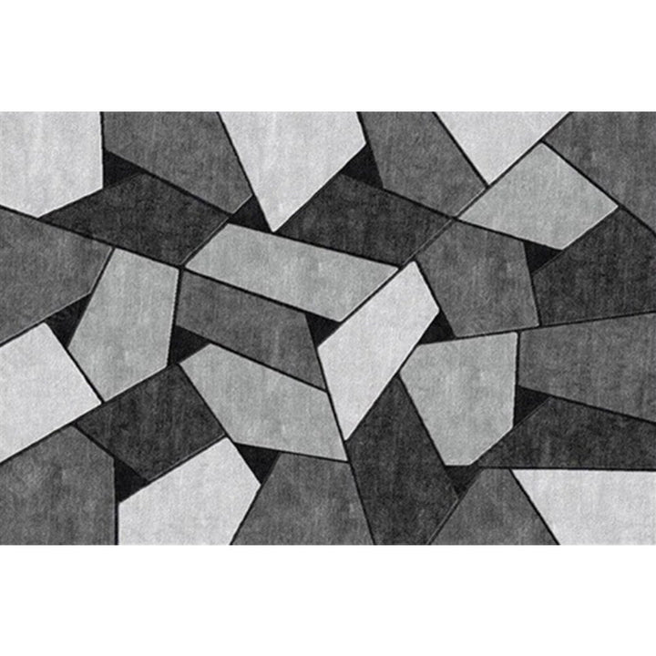 Moderner Wohnzimmerteppich in Schwarz- und Graufarbe Block unregelmäßige Form bedruckter Teppich Polyester maschinenwaschbarer Teppich