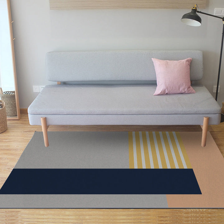 Einfacher moderner Teppich in grau und blauem Farbbalkenmuster Teppich aus Polyester haustierfreundlicher Teppich für die Wohnkultur