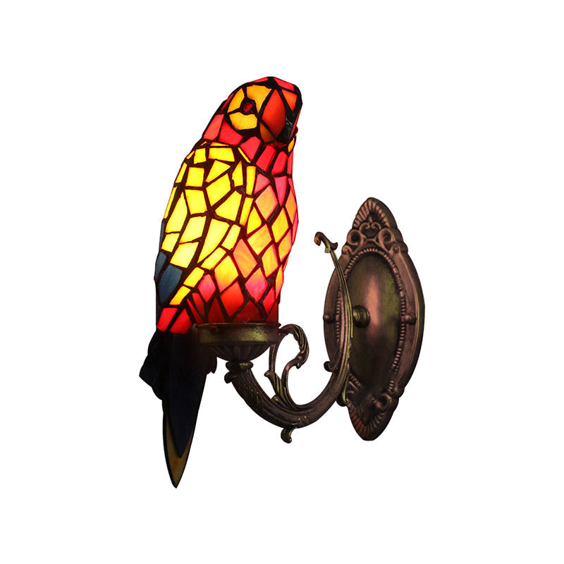 Tiffany Papagei Wandlampe mit buntem Glas 1 Licht Innen Wandmontage Licht für Flur