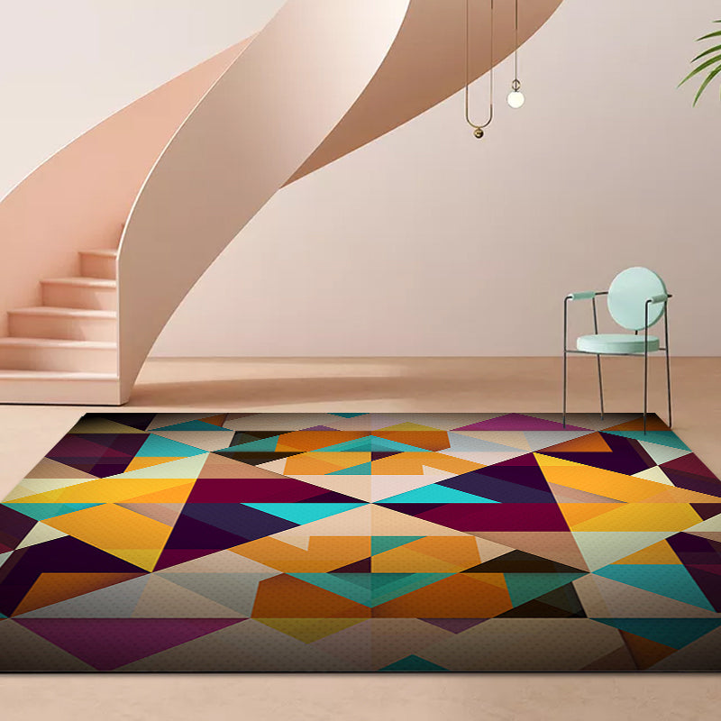 Moderner Wohnzimmerteppich Bunter geometrischer Diamantdruck Teppich Polyester rutschfester waschbarer Teppich