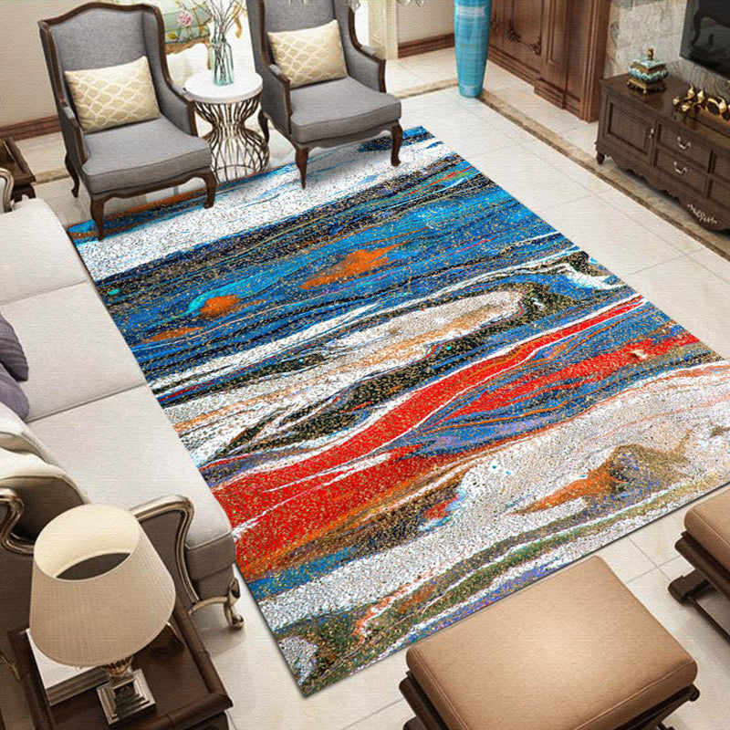 Nordic Modern Teppich in Grau und Lila Abstract Splash Muster Teppich Polyester Waschbar Teppich für Wohnkultur