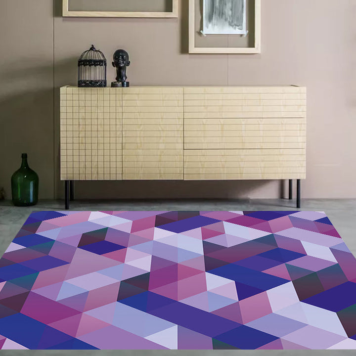 Casual moderner Teppich in lila geometrischem Dreiecksmuster Teppich Polyester haustierfreundlicher Teppich für die Wohnkultur