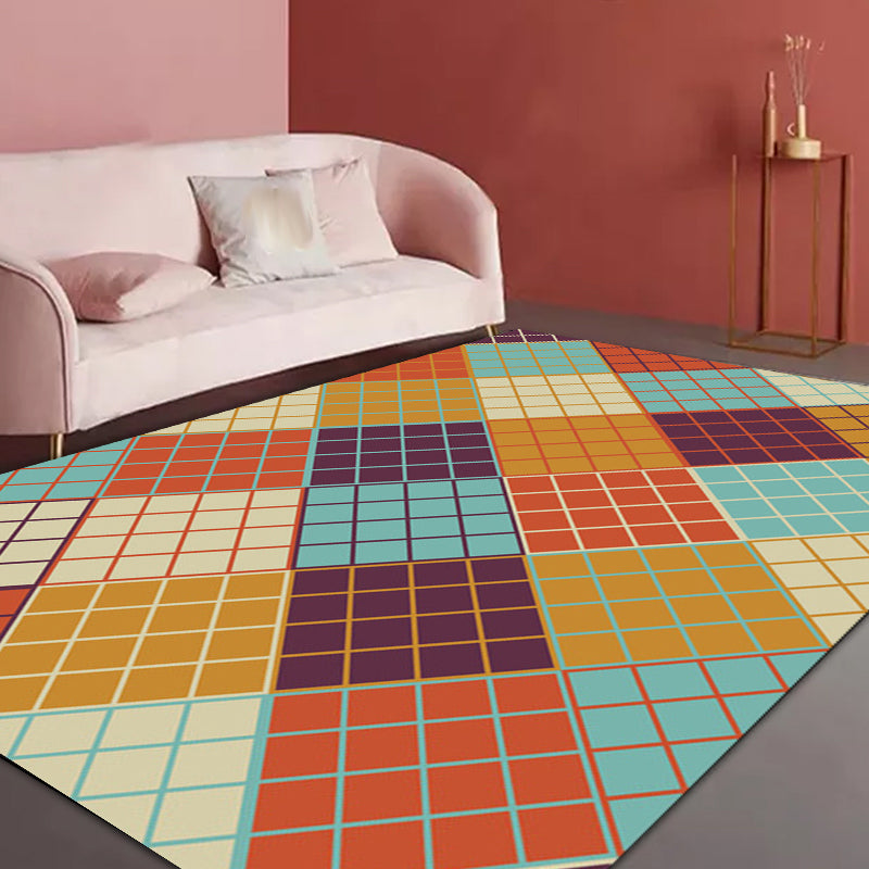 Skandinavischer moderner Teppich Bunter kariert Muster Teppich Polyester rutschfester Teppich für Wohnkultur