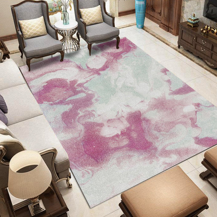 Rosa und Grauer Schlafzimmerteppich Moderner Abstrakter Galaxiemuster Teppich Polyester Haustierfreundlicher Teppich