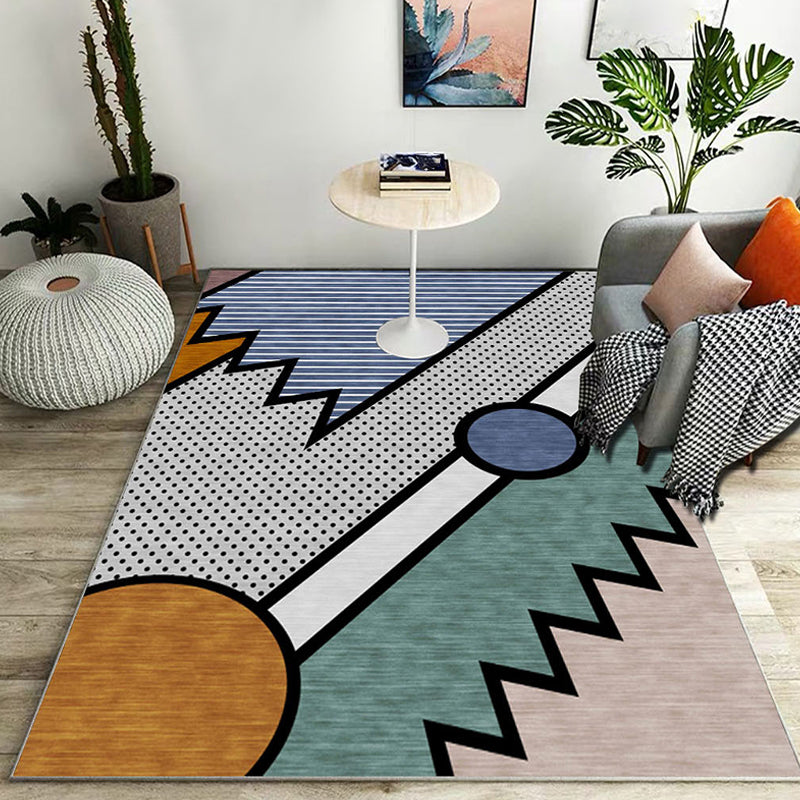 Stylischer Farbblock geometrisches Muster Teppich Polyester modernistischer Teppich haustierfreundlicher rutschfester Rücken Teppich für das Wohnzimmer