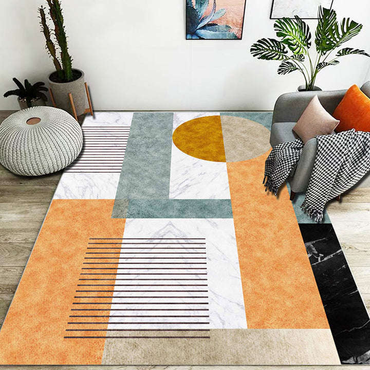 Stylischer Farbblock geometrisches Muster Teppich Polyester modernistischer Teppich haustierfreundlicher rutschfester Rücken Teppich für das Wohnzimmer